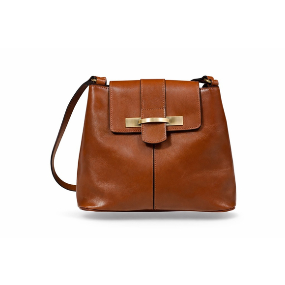 Patricia Nash Handbags - Patricia Nash Larone North South Crossbody Bag Cognac Brown Leather Gold Bar​